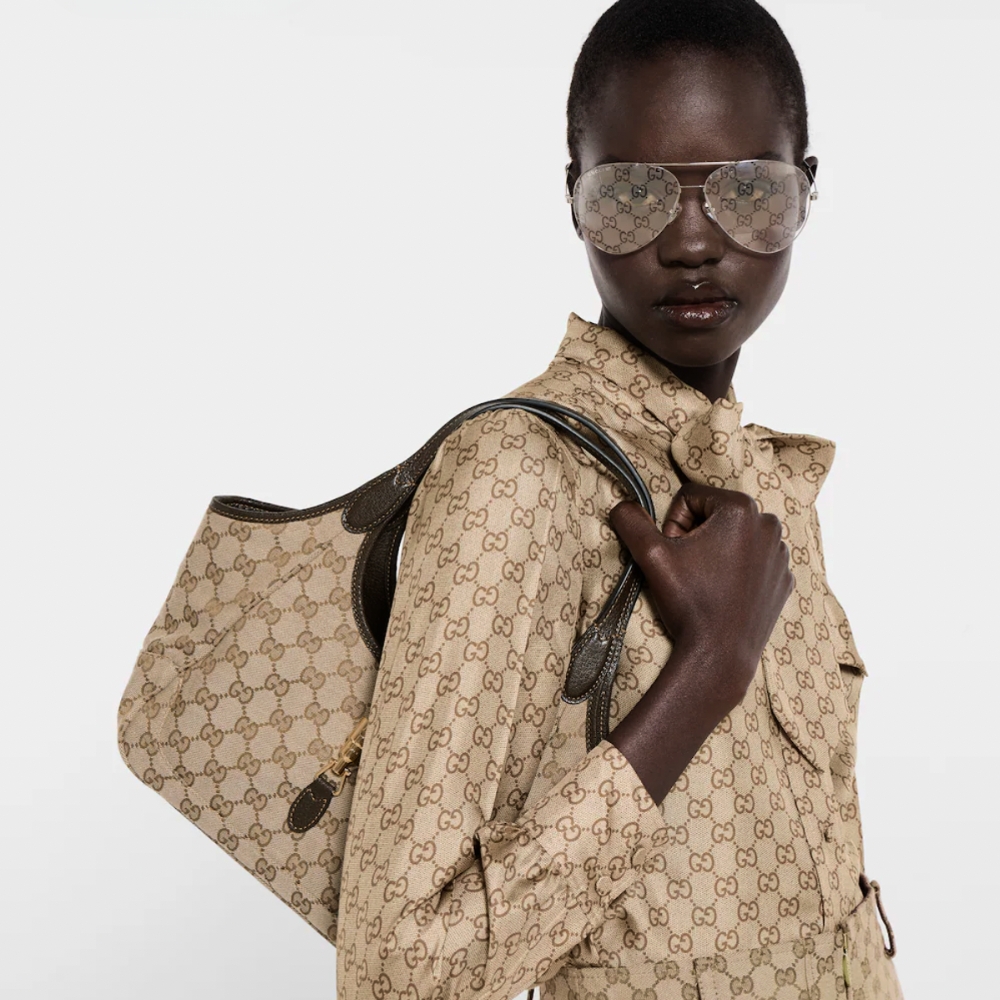 Gucci Mercato Small Tote Bag Sand And Brown GG Canvas 25cm 866646 FAFV2 9651 - Image 6