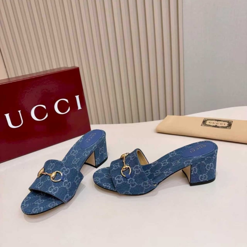 Gucci Women Slide Sandal With Horsebit Blue GG Denim 854882 FAFGT 4746 - Image 3