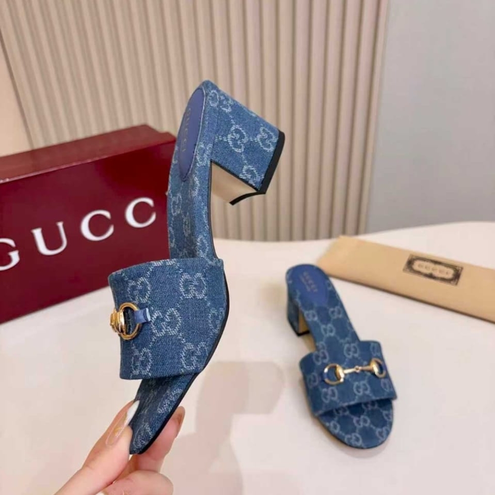 Gucci Women Slide Sandal With Horsebit Blue GG Denim 854882 FAFGT 4746 - Image 6