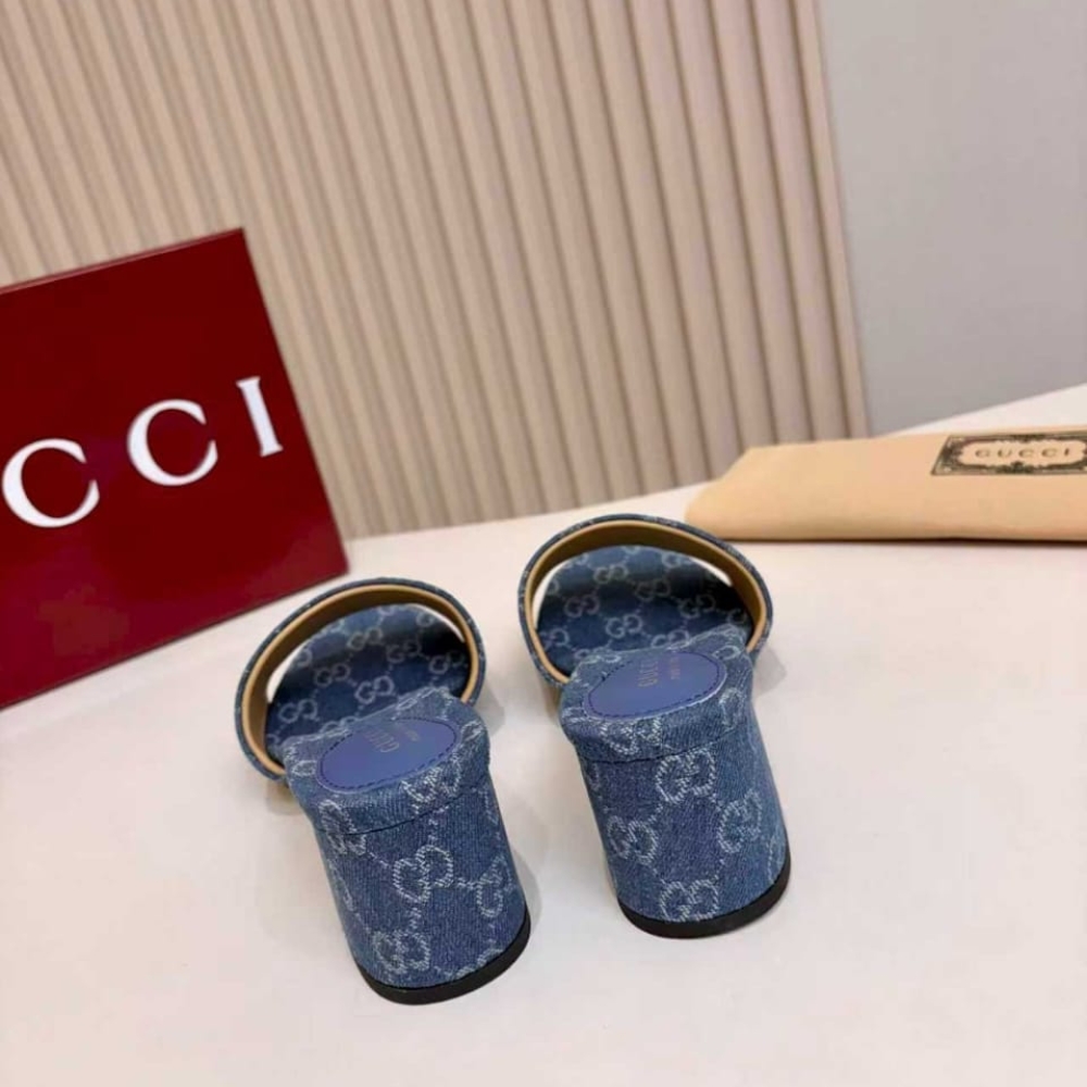 Gucci Women Slide Sandal With Horsebit Blue GG Denim 854882 FAFGT 4746 - Image 7