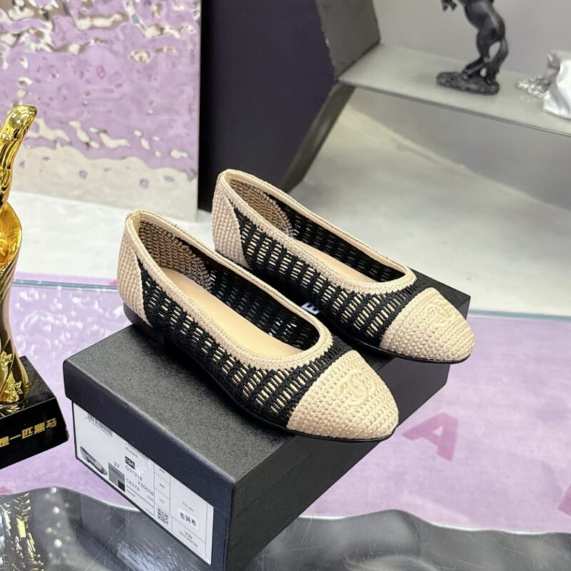 Alternative view of Chanel Ballet Flats Raffia Black And Beige G46352 B19806 NAFBB