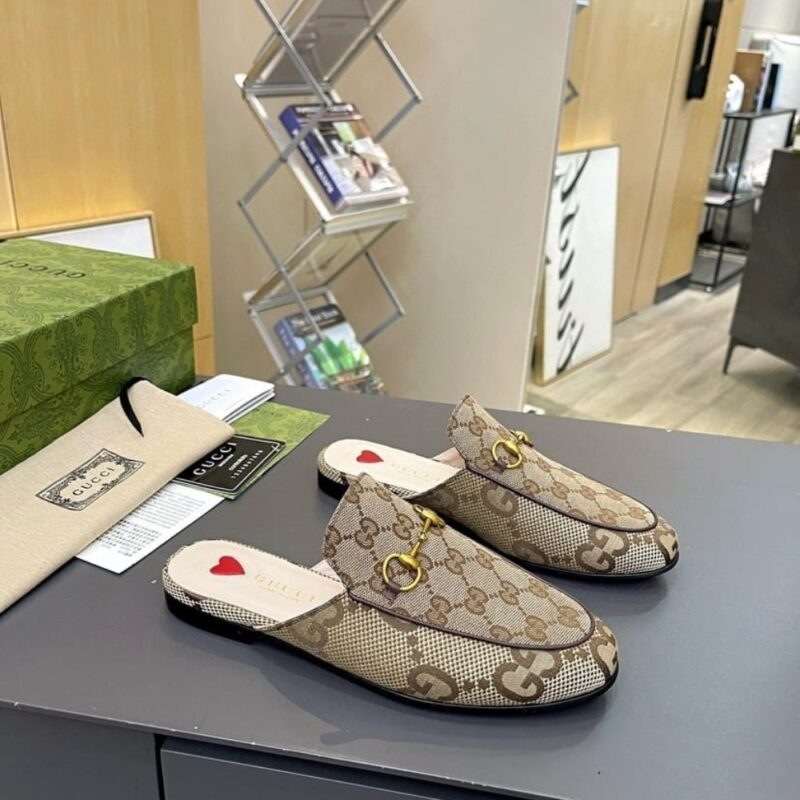 Alternative view of Gucci Women Princetown Slipper Beige And Ebony GG Canvas 475094 UKO60 2588