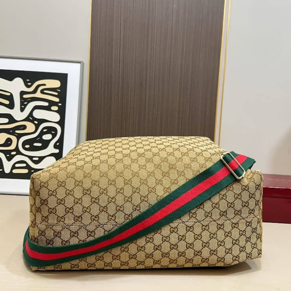 Gucci Brera Large Crossbody Bag Sand And Dark Brown GG Canvas 48Cm 864485 FAFV9 9653 - Image 4