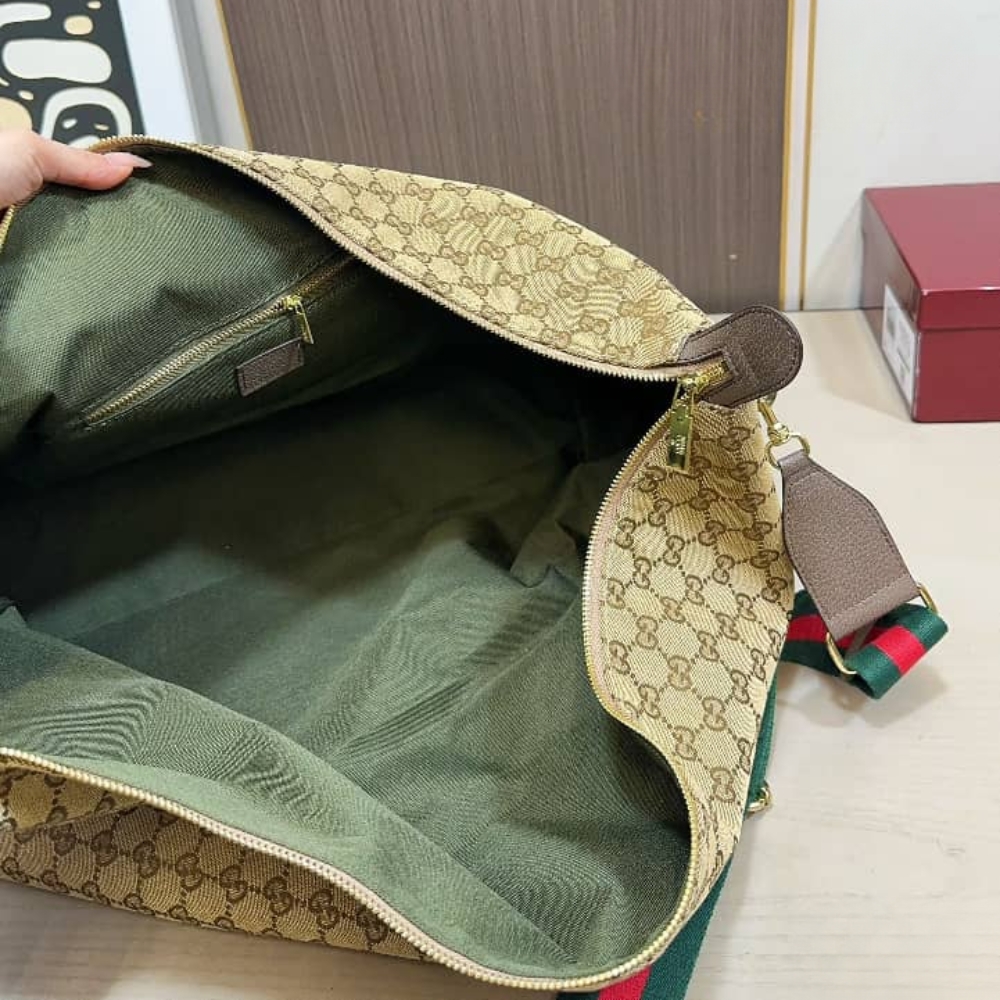 Gucci Brera Large Crossbody Bag Sand And Dark Brown GG Canvas 48Cm 864485 FAFV9 9653 - Image 5