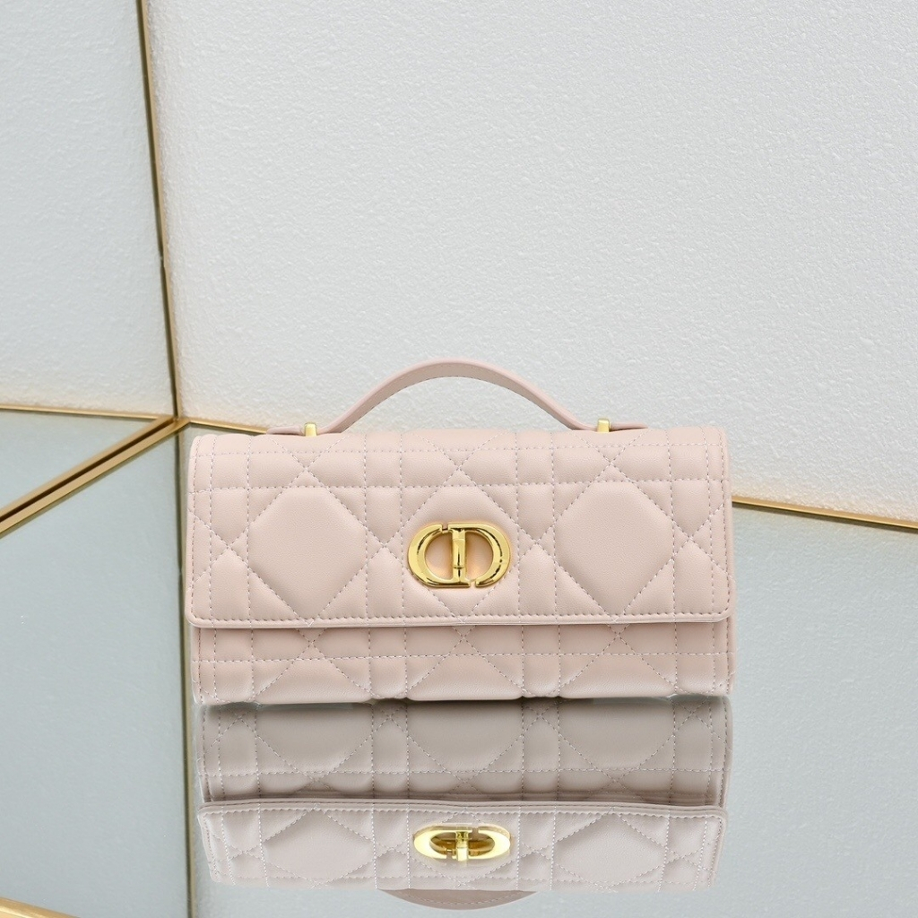 Dior Miss Caro Top Handle Pouch Macrocannage Light Pink 24cm - Image 2