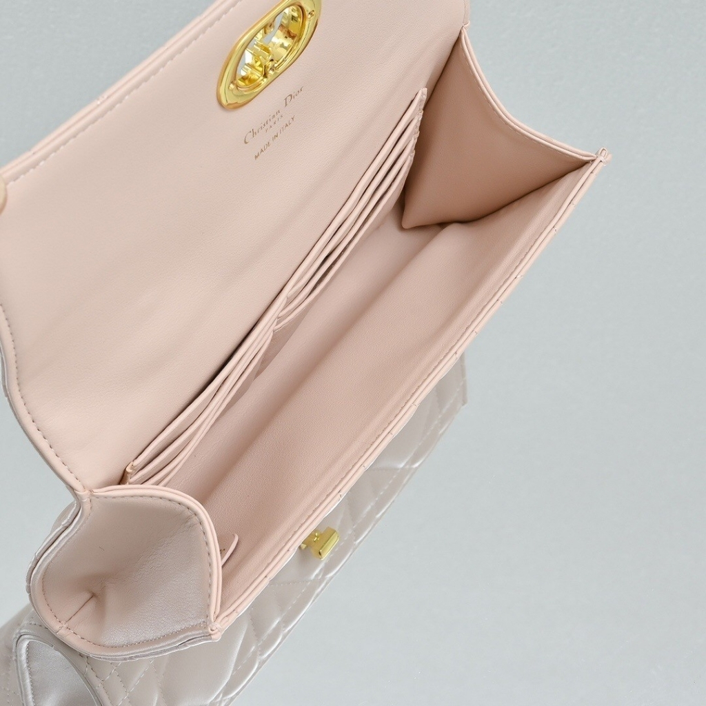 Dior Miss Caro Top Handle Pouch Macrocannage Light Pink 24cm - Image 5