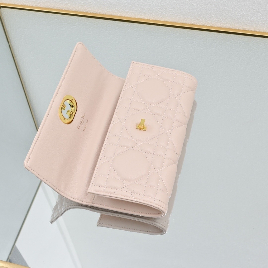 Dior Miss Caro Top Handle Pouch Macrocannage Light Pink 24cm - Image 7