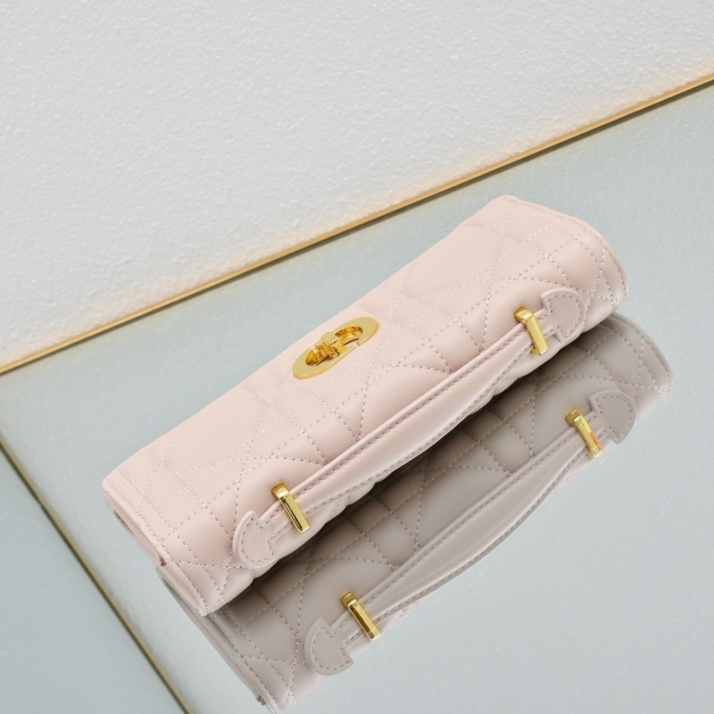 Dior Miss Caro Top Handle Pouch Macrocannage Light Pink 24cm - Image 8