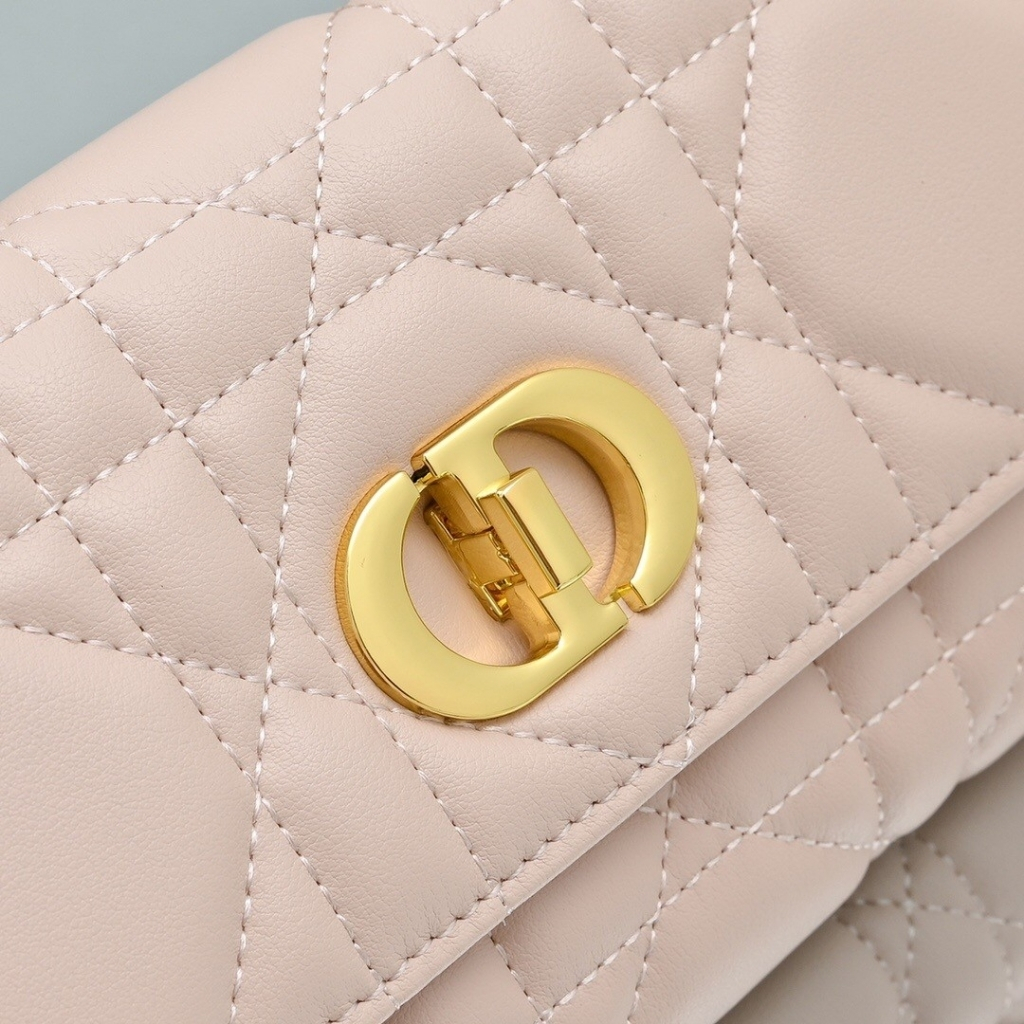 Dior Miss Caro Top Handle Pouch Macrocannage Light Pink 24cm - Image 9