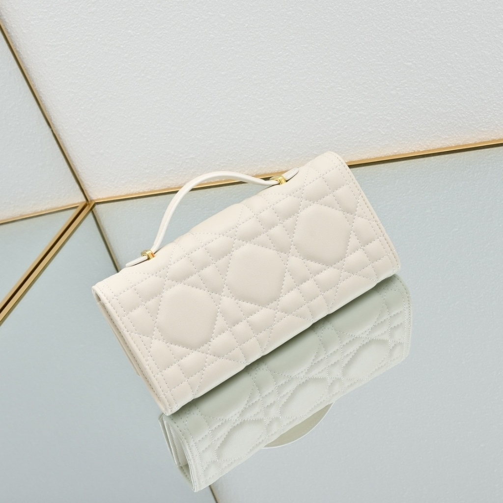 Dior Miss Caro Top Handle Pouch Macrocannage Cream 24cm - Image 10