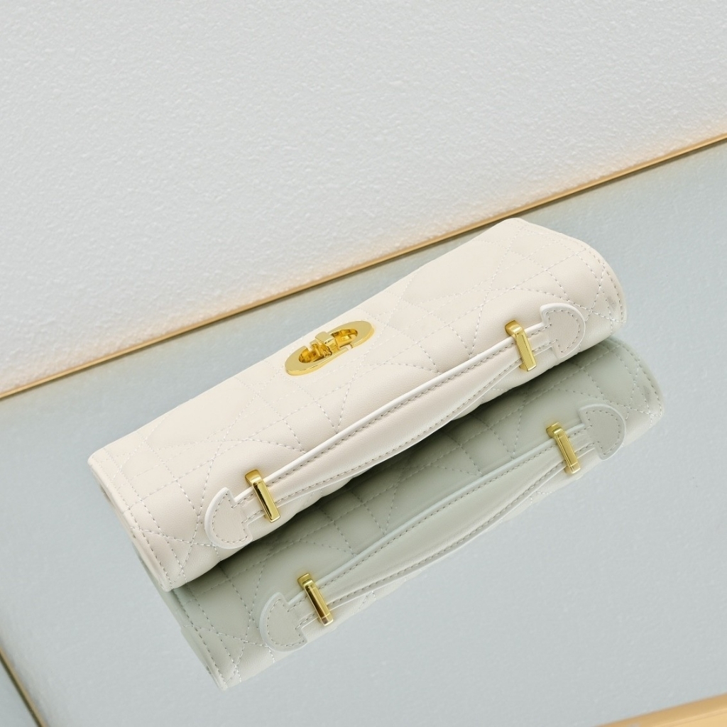 Dior Miss Caro Top Handle Pouch Macrocannage Cream 24cm - Image 4