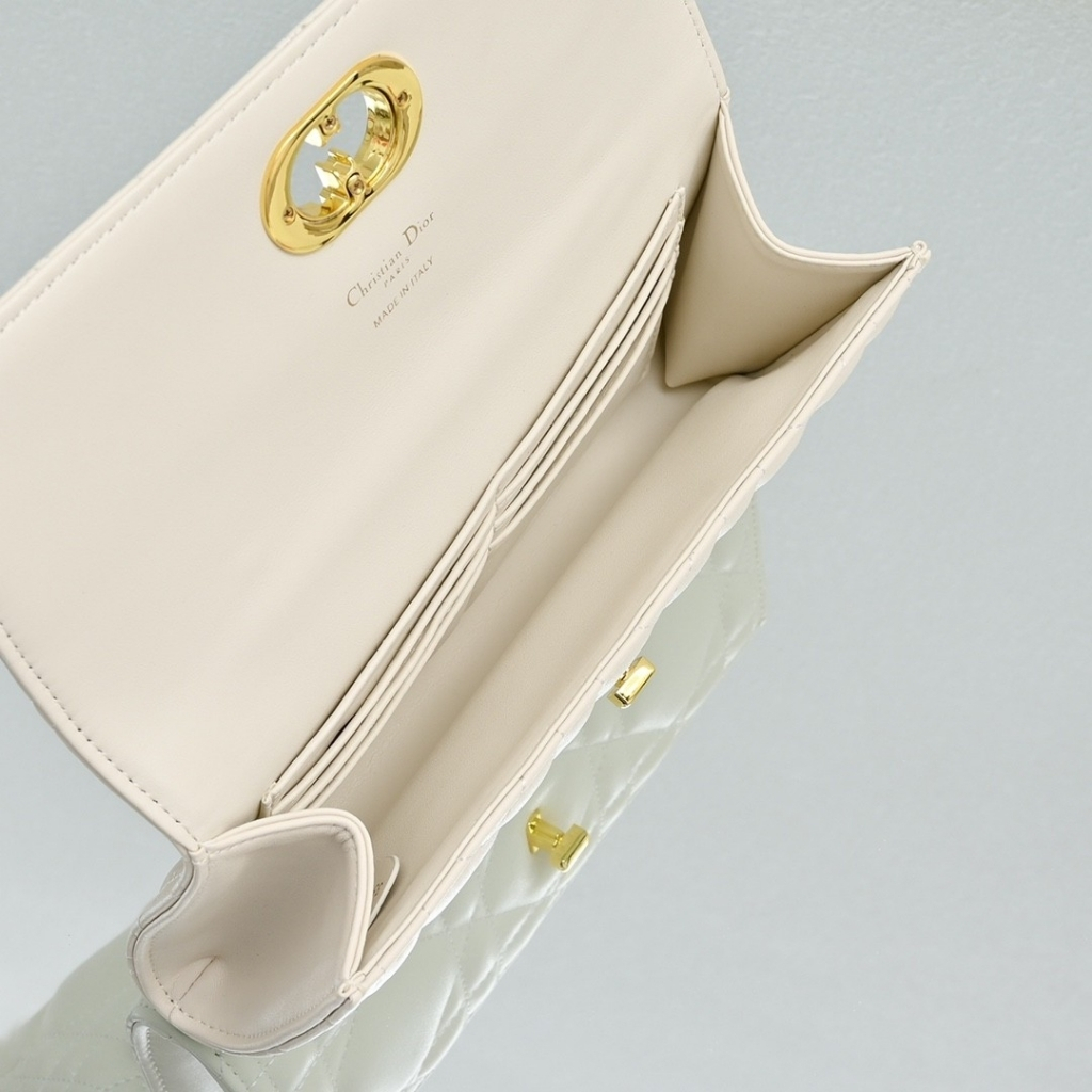 Dior Miss Caro Top Handle Pouch Macrocannage Cream 24cm - Image 5