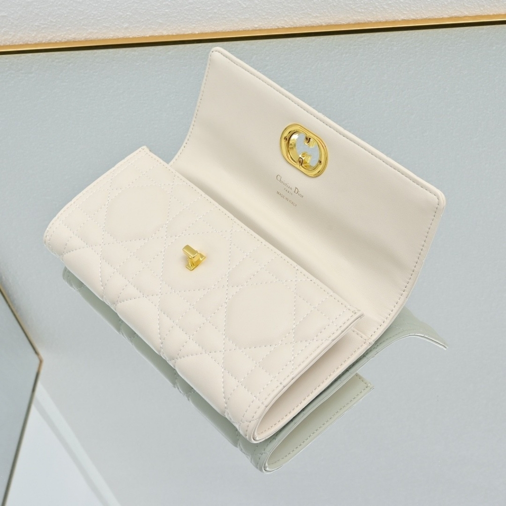 Dior Miss Caro Top Handle Pouch Macrocannage Cream 24cm - Image 6