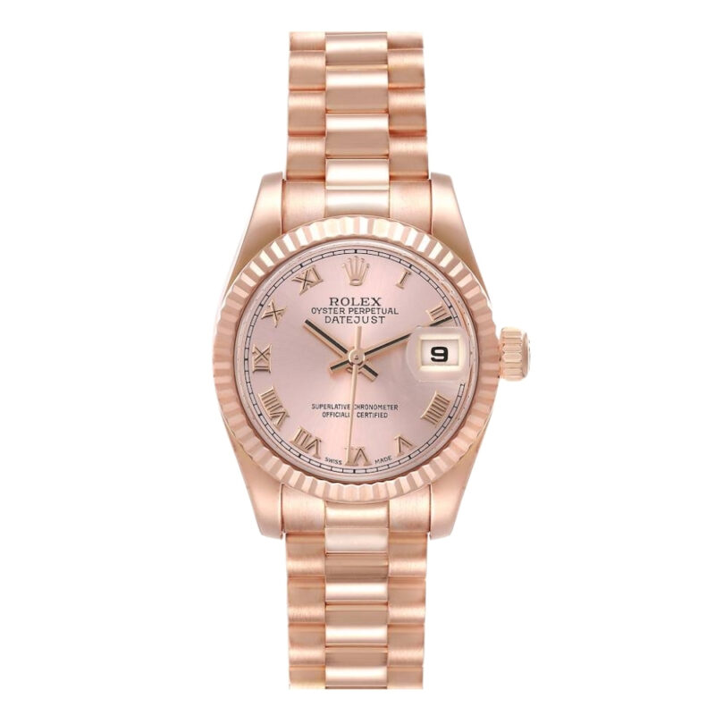 Rolex President Rose Gold Rose Roman Dial Ladies Watch 36MM