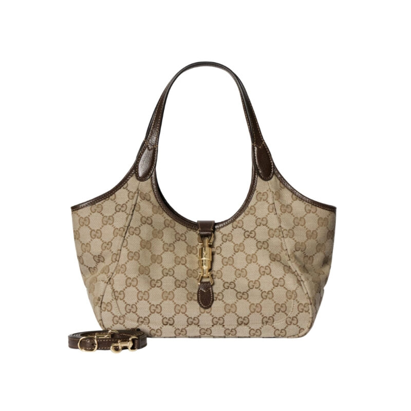 Gucci Mercato Small Tote Bag Sand And Brown GG Canvas 25cm 866646 FAFV2 9651